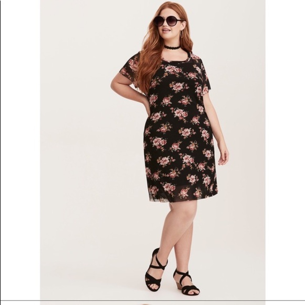 Sheer floral shift dress